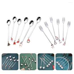 Dinnerware Sets Christmas Fork And Spoon Set Stainless Steel Spoons Supplies Table Adornments Kitchen Utensils Delicate Forks Restaurant