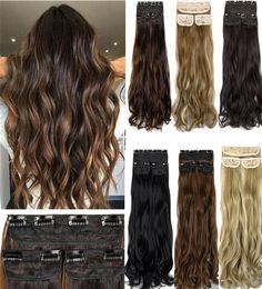 18 24 Curly Wavy Straight 3 Pieces 8 Clips Set Thick Clip In on Synthetic Hair Extensions Hairpieces for Women Brown Blonde4385141