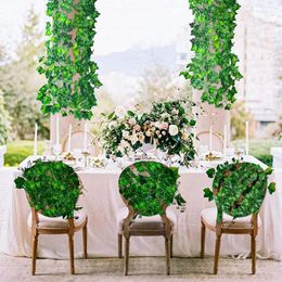 Decorative Flowers Artificial Vines Plants For Bedroom Hanging Aesthetic 12 Strands Fake Green Ivy Leaf Party Garden Wall Room Decoration