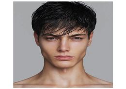 Short Men Straight Synthetic for Male Hair Fleeciness Realistic Natural Black Simulate Human Scalp Toupee Wigs4196397