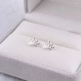 Stud Earrings 925 Sterling Silver Small Crown With Minimalist Design And A Sense Of Luxury.Small Exquisite Ear Hole Care