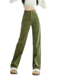 Women's Jeans ZHISILAO New Corduroy High Waist Straight Pants Womens Retro Casual Wide Leg Full Length Mens Autumn Winter Street Clothing J240217