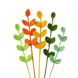 Decorative Flowers Bouquet Accessories Wool Weave 7 Leaves Four Seasons Holiday Decoration Green Autumn Color Handmade
