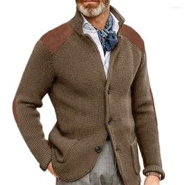 Men's Sweaters 2024 Autumn/Winter Mens Sweater Cardigan Slim Fit Polo Collar Long Sleeve Knitted Coat Large