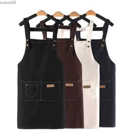 Aprons Kitchen Cooking Aprons With Pockets Adjustable Waterproof Canvas Apron Foldable Wear-resistant Overalls For Home Kitchen Garden