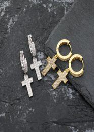 Dangle Chandelier Jewelry Luxury Men Women Bling Zircon Drop Earrings Fashion Exquisite 18K Gold Platied Copper Circle Cross Hip H8056542