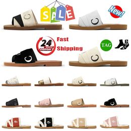 Famous designer women's sandals Guucci Wooden slippers Fluffy flat mule classic thick soles black white pink beige lace letter canvas women's outdoor casual slippers