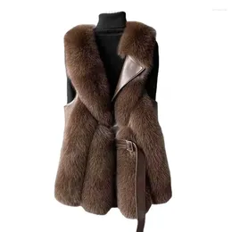 Women's Fur ZXRYXGS Vest 2024 High Quality Pu Leather Splicing Imitation For Female Jackets Slim Fashion Coats Young Coat
