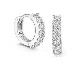 925 silver onerow Crystal Rhinestone Hoop Earrings For Women Bijoux Ear Cuff Accessory Wedding Earing Gift7452759