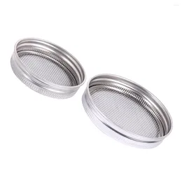 Dinnerware 2 Sets Sprouting Lids Stainless Steel Jar Strainer Lid Screen Sprout Germinator Set For Mouth Jars Canning