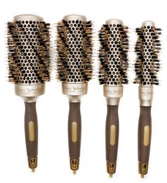 4Pcs Set Nano Technology Thermal Ceramic Ionic Round Hair Brush With Boar Bristle Aluminium Curling Brushes For Blow Drying Comb8616717