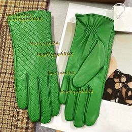 Fünf-Finger-Handschuhe Herren-Designer-Handschuhe aus echtem Leder, modische Luxus-Handschuhe für Damen, Marke, grün, warmer Winter-Strickleder-Handschuh, Designer-Handschuhe, Geschenk 2024