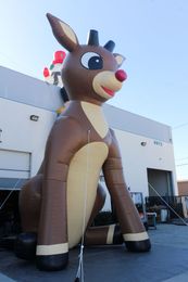 wholesale 8mH (26ft) with blower Red-Nosed giant oxford Christmas inflatable Reindeer Rudolph animal model for outdoor event decoration