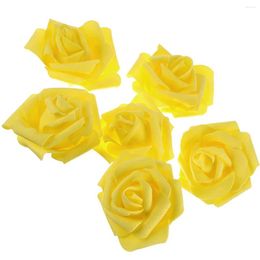 Decorative Flowers 50pcs Artificial Roses Wedding Decoration Supplies For Bridal Shower Home ( Yellow )