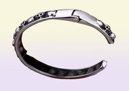 vintage 316L stainless steel Boys mens bracelet cuff bangle skull end cuff jewelry skeleton bracelet7319011