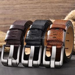 Belts Cow Genuine Leather Luxury Strap Male For Men Large Plus Size100-160cm Vintage Pin Buckle Belt High Quality