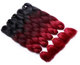 Ombre Three Two Colors Kanekalon Braiding Hair Synthetic Jumbo Braiding Hair Extensions 24inch Crochet Braids Hair Bulk Whole 9338749