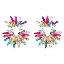 Dangle Earrings Exaggerate Multicolor Shiny Crystal For Women High-quality Full Rhinestone Luxury Wedding Party Jewellery Accessories