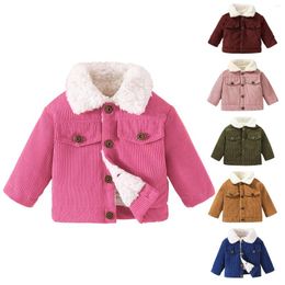 Jackets Kids Baby Warm Girls Boys Cartoon Winter Stand Up Collar Long Sleeve Solid Color Stripe Jacket