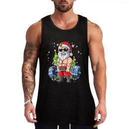 Men's Tank Tops Funny Santa Weightlifting Christmas Fitnes Gym Deadlift Xmas Top T Shirt Male Men