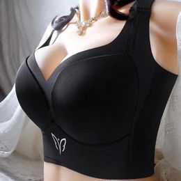 Bras Plus Size Women Deep Cup Push Up Seamless Bra Fixed Cups Hide Back Fat Anti Sagging Comfortable No Steel Rings