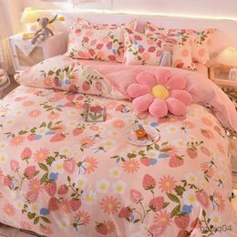 Bedding sets Cute Bedding Set Men Women Duvet Cover Bed Linen Washed Cotton Mirco Fiber Comforter Set Twin Queen King Couple Double Bed Sheet