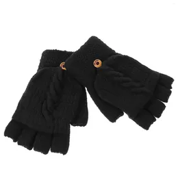 Cycling Gloves Winter Warm Convertible Womens Fingerless Apparel Mittens For With Flap Cashmere