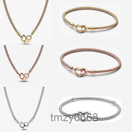 New Gold Bracelet Heart Buckle Necklace for Women Fashion Luxury Party Gift Diy Fit Pandoras Bracelets High Quality Necklaces with Box 1FYZ