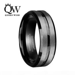 8mm Black Tungsten Carbide Ring for Men and Women Silver Brushed and Black Stripe Wedding Bands Promise Ring Engagement Fashion Je8889955