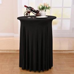 Table Cloth Spandex Round Cocktail Cover Elastic With Skirt Fitted Dress El Party Wedding Stretch