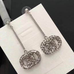 Fashion diamond earrings aretes for lady women Party wedding lovers gift engagement Jewellery for Bride With BOX