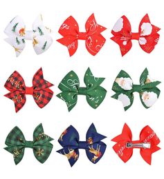 Christmas Hair Bows Baby Hair Clips Girls Party Barrettes Xmas Plaid Print Hairpins Boutique Children Hair Accessories M30067049439