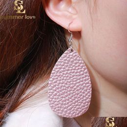 Dangle & Chandelier New Classic Leather Earrings For Women Ethnic Bomemia Drop Dangle Wedding Two Sides Printing Fashion Je Dhgarden Dhmvk