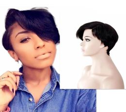 Human hair Short straightwig full machine made Side Part little lace front wigs Brazilian Pixie Cut Indian humanhair wig1336358