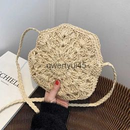 Shoulder Bags Summer Octagon Straw Bag Women andmade Small Crossbody Travel Beac Round Messenger Clu Outing Ladies andbagH24217