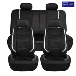 Car Seat Covers AUTO PLUS Artificial Leather With Bright PVC Sheet 3 Zipper Accessories Interior Cushion Protector