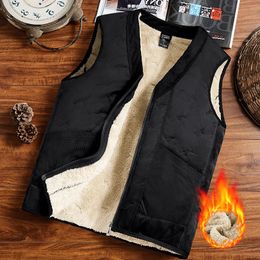 Mens Lamb Cashmere Warm Sleeveless Coat 2023 Fashion Plus Size Male Waistcoat Fleece Vest Men Brand Clothing Winter 240202