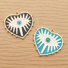 Charms 10pcs Eye Heart Charm For Jewellery Making Enamel Necklace Pendant Keychain Phone Diy Accessories Metal Craft Supplies