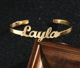 Custom Name Bracelets Bangles For Women Men Personalized Quote Letter Jewelry Stainless Steel Rose Gold Kinds Cuff Bracelets bff244183227