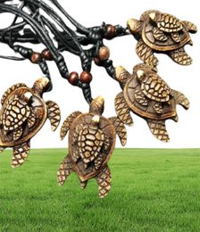 yqtdmy 12 pcs Tribal Turtle Baby Adjustable Black Rope Biker Necklace336w3861120