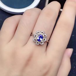 Cluster Rings 5mm 7mm VVS Grade Natural Tanzanite Ring For Engagement 925 Silver Jewelry Brithday Gift Girlfriend