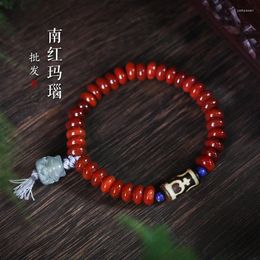 Strand Southern Red Agate Spacer Bead Bracelet Nine-Tail Pendant Buddha Beads Ornament