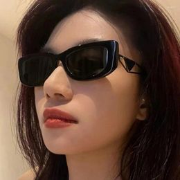 Sunglasses Brand Cat Eye Women Luxury Designer Vintage Small Frame Sun Glasses Female Hollowing Out Leg Black Travelling