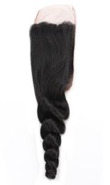 8A Virgin Human Hair Closure 44 Loose Wave Swiss Lace Closure Middle Three Part Brazilian Peruvian Malaysian Indian Hair Bla5523334