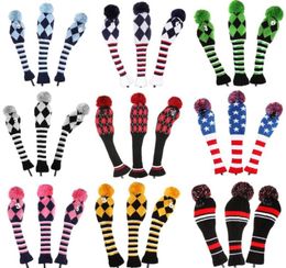 A Set 1 3 5 Pom Head Covers Knit Sock Golf Club Cover Headcovers8833026