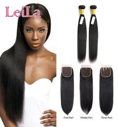 Indian Straight Hair Bundles With 4 X 4 Lace Closure Virgin Hair 100 Unprocessed Human Hair 2 Bundles With Closure 3 Pieceslot4666053