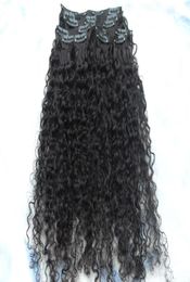 brazilian human virgin remy afro kinky curly hair weft clip in natural black 1b dark brown Colour extensions1620651