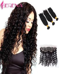 7a Unprocessed Virgin Hair With Closure Lace Frontal With Bundles Raw Indian Virgin Hair With Closure Deep Wave Lace Frontal3463538