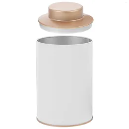 Storage Bottles Round Tinplate Canister Solid-color Tea Tin Sealed Airtight Holder For Coffee Bean