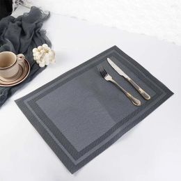Table Mats PVC Rectangle Placemat Dining Oil Proof Heat Resistant Mat Washable Non-Slip Tableware Pad Decoration